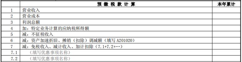 預(yù)繳稅款計算