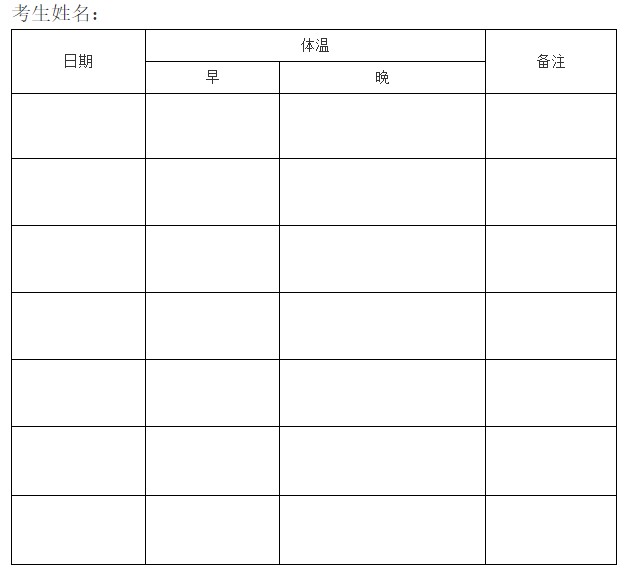 考生健康檢測(cè)表