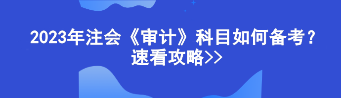 2023年注會《審計》科目如何備考？速看攻略>>