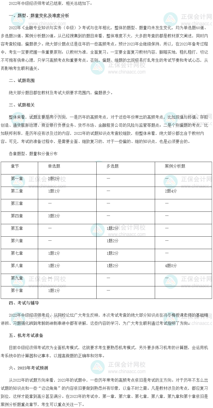 2022年中級(jí)經(jīng)濟(jì)師《金融》考情分析及2023考情預(yù)測(cè)