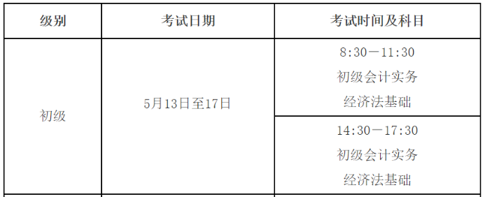 初級(jí)考試時(shí)間