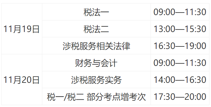 稅務(wù)師考試時(shí)間