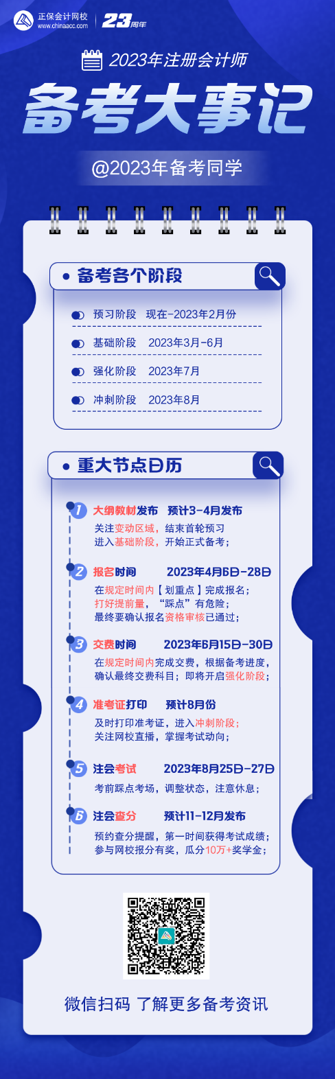 注意查收！2023年注會(huì)重大節(jié)點(diǎn)日歷！