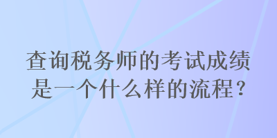 查詢稅務(wù)師的考試成績是一個什么樣的流程？