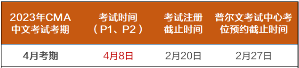 2023年【CMA】4月考試報名于2月20日截止！