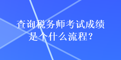 查詢稅務(wù)師考試成績(jī)是個(gè)什么流程？