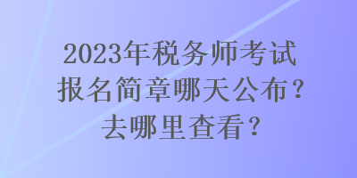 2023年稅務(wù)師考試報(bào)名簡章哪天公布？去哪里查看？