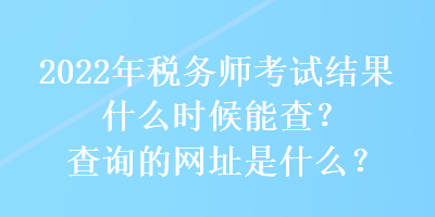 2022年稅務師考試結果什么時候能查？查詢的網(wǎng)址是什么？