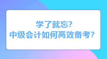 學(xué)了就忘？知識(shí)都還給老師了？中級(jí)會(huì)計(jì)如何高效備考？