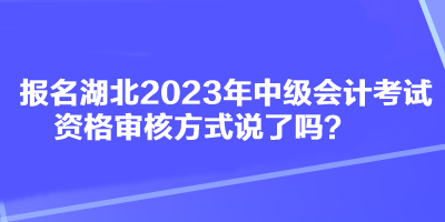 報名湖北2023年中級會計考試資格審核方式說了嗎？