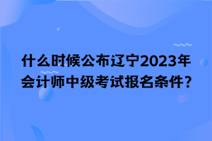 什么時候公布遼寧2023年會計師中級考試報名條件？