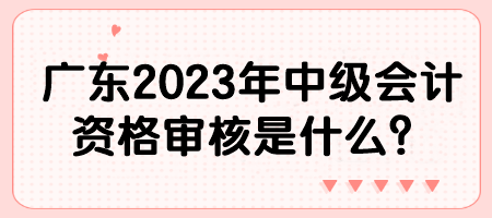 廣東2023年中級會計資格審核是什么？