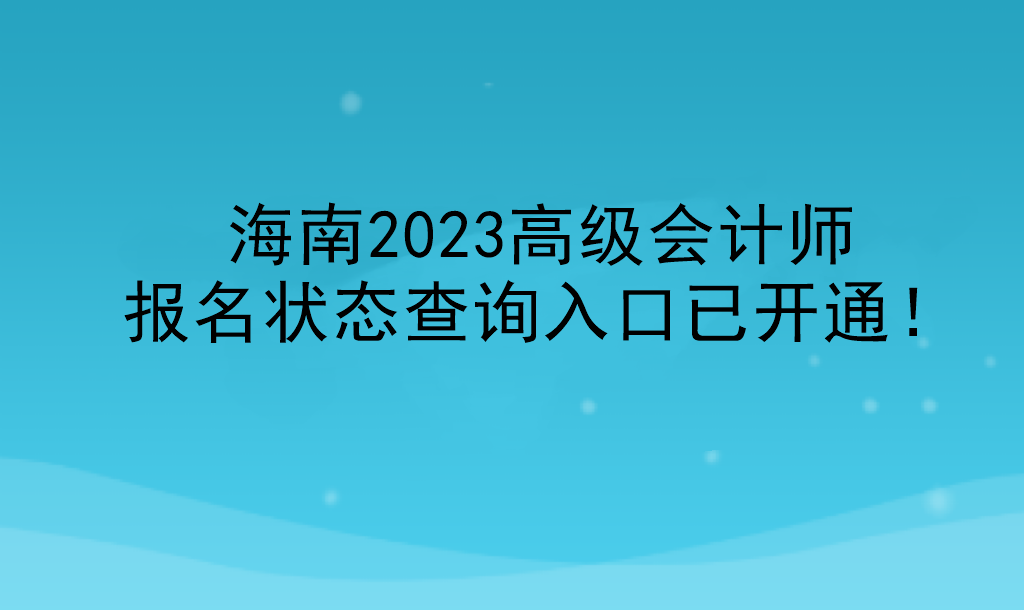 海南2023高級(jí)會(huì)計(jì)師報(bào)名狀態(tài)查詢?nèi)肟谝验_通！