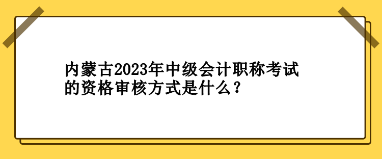 內蒙古2023年中級會計職稱考試的資格審核方式是什么？