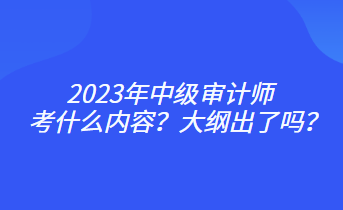 2023年中級審計師考什么內(nèi)容？大綱出了嗎？