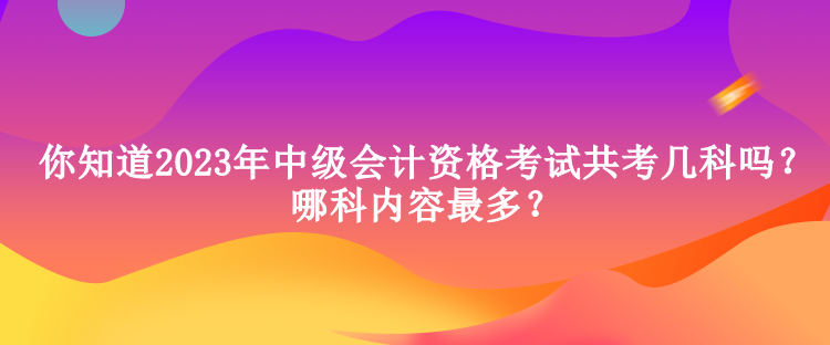 你知道2023年中級(jí)會(huì)計(jì)資格考試共考幾科嗎？哪科內(nèi)容最多？