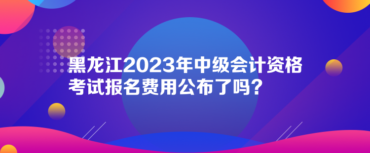 黑龍江2023年中級(jí)會(huì)計(jì)資格考試報(bào)名費(fèi)用公布了嗎？