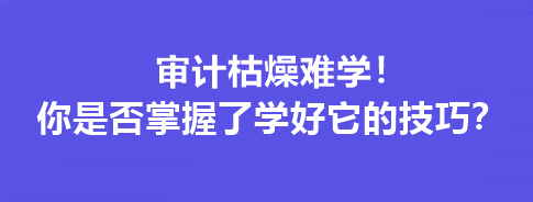 審計枯燥難學(xué)！你是否掌握了學(xué)好它的技巧？