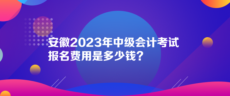 安徽2023年中級會計考試報名費用是多少錢？