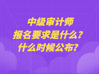 中級審計(jì)師報名要求是什么？什么時候公布？