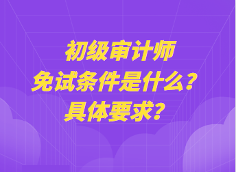 初級審計師免試條件是什么？具體要求？