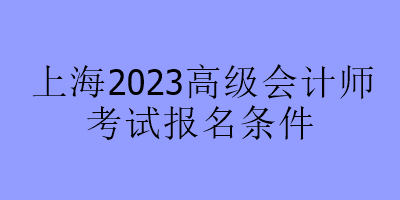 上海2023高級會計(jì)師考試報(bào)名條件