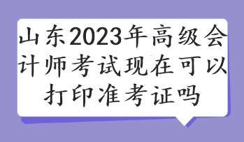 山東2023年高級會計(jì)師考試現(xiàn)在可以打印準(zhǔn)考證嗎