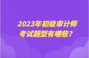 2023年初級審計師考試題型有哪些？