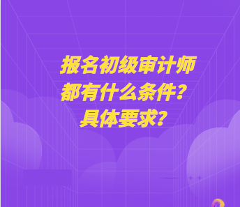 報名初級審計師都有什么條件？具體要求？