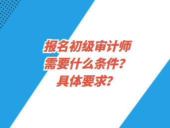 報名初級審計師需要什么條件？具體要求？