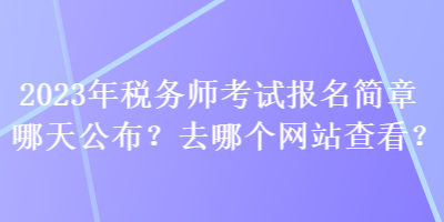 2023年稅務(wù)師考試報(bào)名簡(jiǎn)章哪天公布？去哪個(gè)查看？