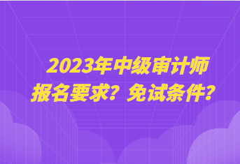 2023年中級審計師報名要求？免試條件？