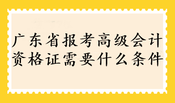 廣東省報(bào)考高級(jí)會(huì)計(jì)資格證需要什么條件