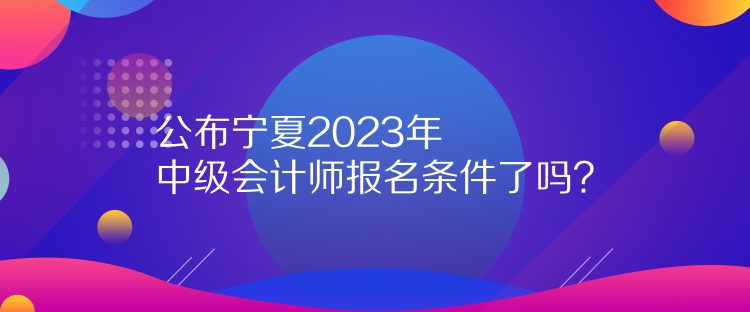 公布寧夏2023年中級會計師報名條件了嗎？