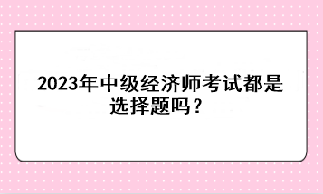 2023年中級經(jīng)濟師考試都是選擇題嗎？