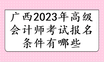 廣西2023年高級(jí)會(huì)計(jì)師考試報(bào)名條件有哪些