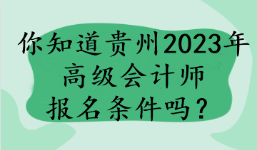 你知道貴州2023年高級(jí)會(huì)計(jì)師報(bào)名條件嗎？