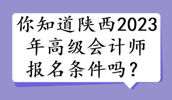 你知道陜西2023年高級會計師報名條件嗎？