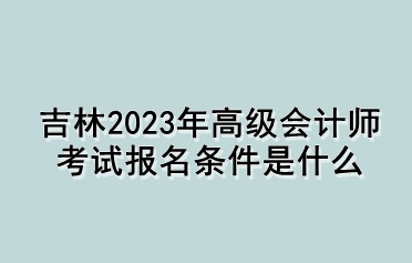 吉林2023年高級(jí)會(huì)計(jì)師考試報(bào)名條件是什么