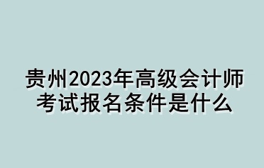 貴州2023年高級會計師考試報名條件是什么