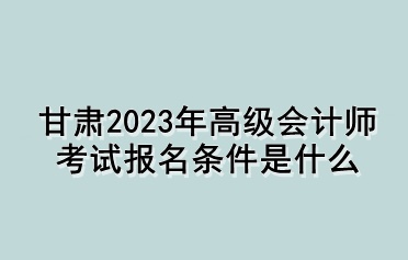 甘肅2023年高級會計師考試報名條件是什么