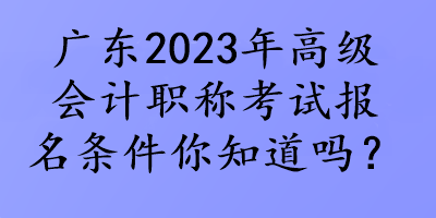 廣東2023年高級(jí)會(huì)計(jì)職稱考試報(bào)名條件你知道嗎？