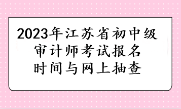 2023年江蘇省初中級(jí)審計(jì)師考試報(bào)名時(shí)間與網(wǎng)上抽查