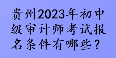 貴州2023年初中級(jí)審計(jì)師考試報(bào)名條件有哪些？