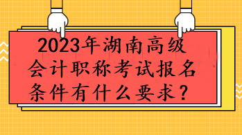 2023年湖南高級(jí)會(huì)計(jì)職稱考試報(bào)名條件有什么要求？