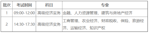 2023年高級經濟師考試時間安排