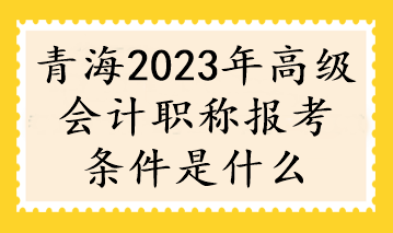 青海2023年高級會計(jì)職稱報(bào)考條件是什么