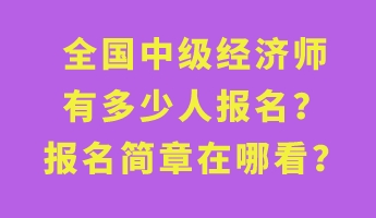 全國中級經(jīng)濟師有多少人報名？報名簡章在哪看？