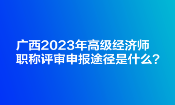 廣西2023年高級(jí)經(jīng)濟(jì)師職稱評(píng)審申報(bào)途徑是什么？