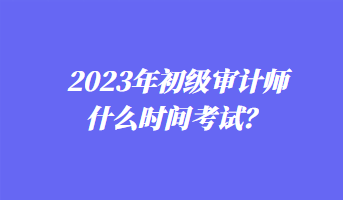 2023年初級審計師什么時間考試？